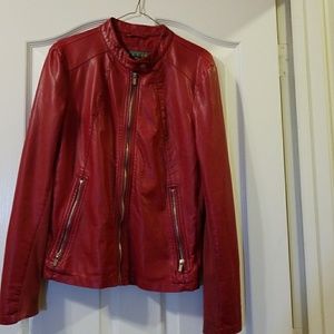Red Kenneth Cole leather jacket